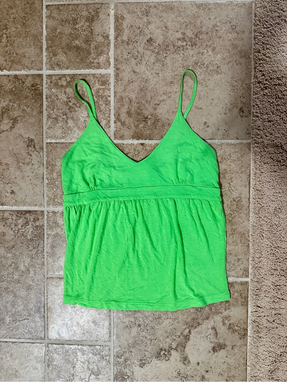 Neon Green V-Neck Spaghetti Strap Tank Top